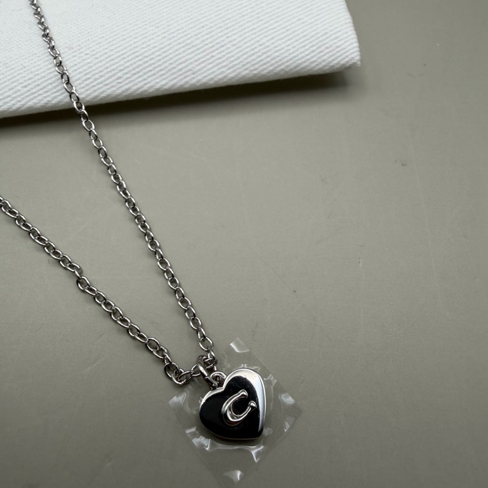 Coach Silver Necklace with Heart Pendant - Picture 3 of 4